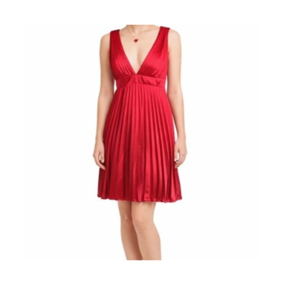 Sincerely Jules Dress Size S Pink Satin Pleated Mini Sleeveless V Neck Party NWT